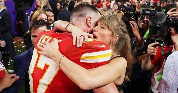 Sealed with a kiss: Taylor Swift and Travis Kelce celebrate on field after Kansas City Chiefs Super Bowl win