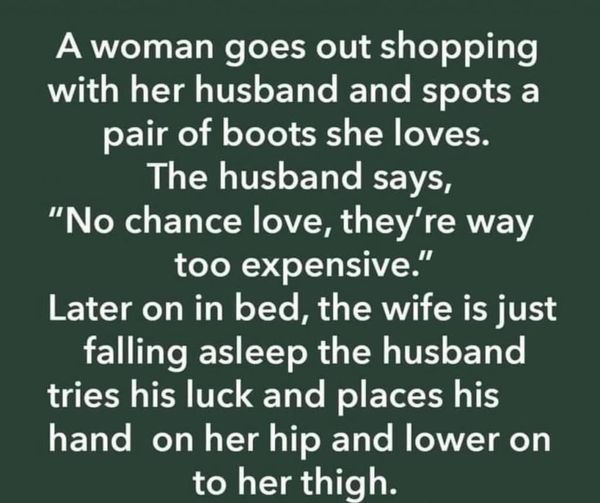 A woman goes out shopping with her husband
