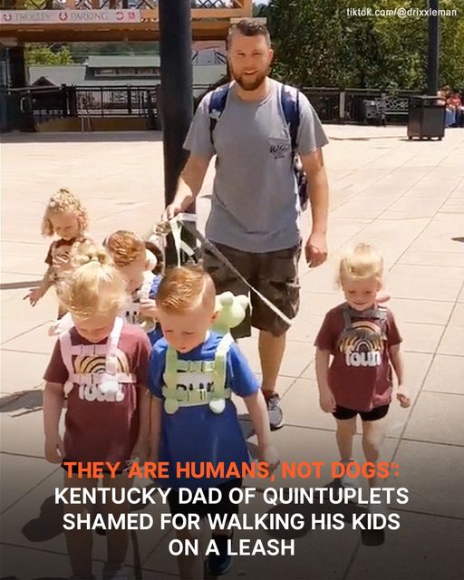 Dad gets massively shamed for putting leashes on his 5-year-old quintuplets